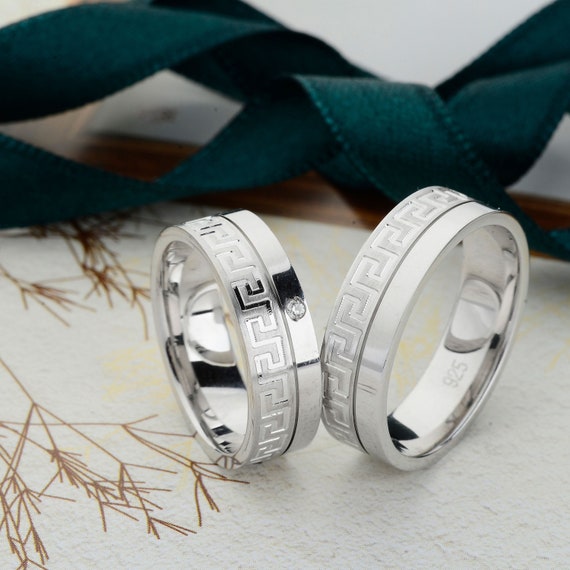 Conjunto de alianzas de boda de plata, anillos de pareja, conjunto de  alianzas de boda minimalista, alianza para él y para ella, anillos de boda  para mujer -  España