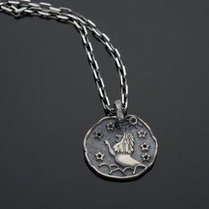 Scorpio Zodiac Necklace, Oxidized Zodiac ScorpioPendant, Men Jewelry,Unisex Accessory, Silver Zodiac Necklace, Medallion pendant