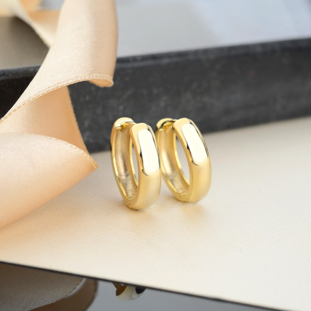 Handmade 14K Gold Hoop Earrings: Chunky Stackable Hoops (16mm) - Etsy