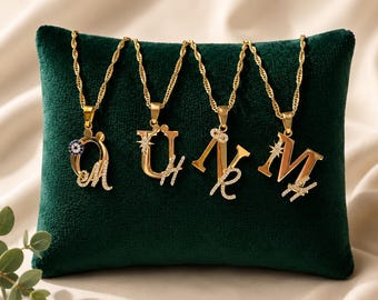 Double Initial Necklace Rose Gold – 14K Gold Plated Letter Necklace