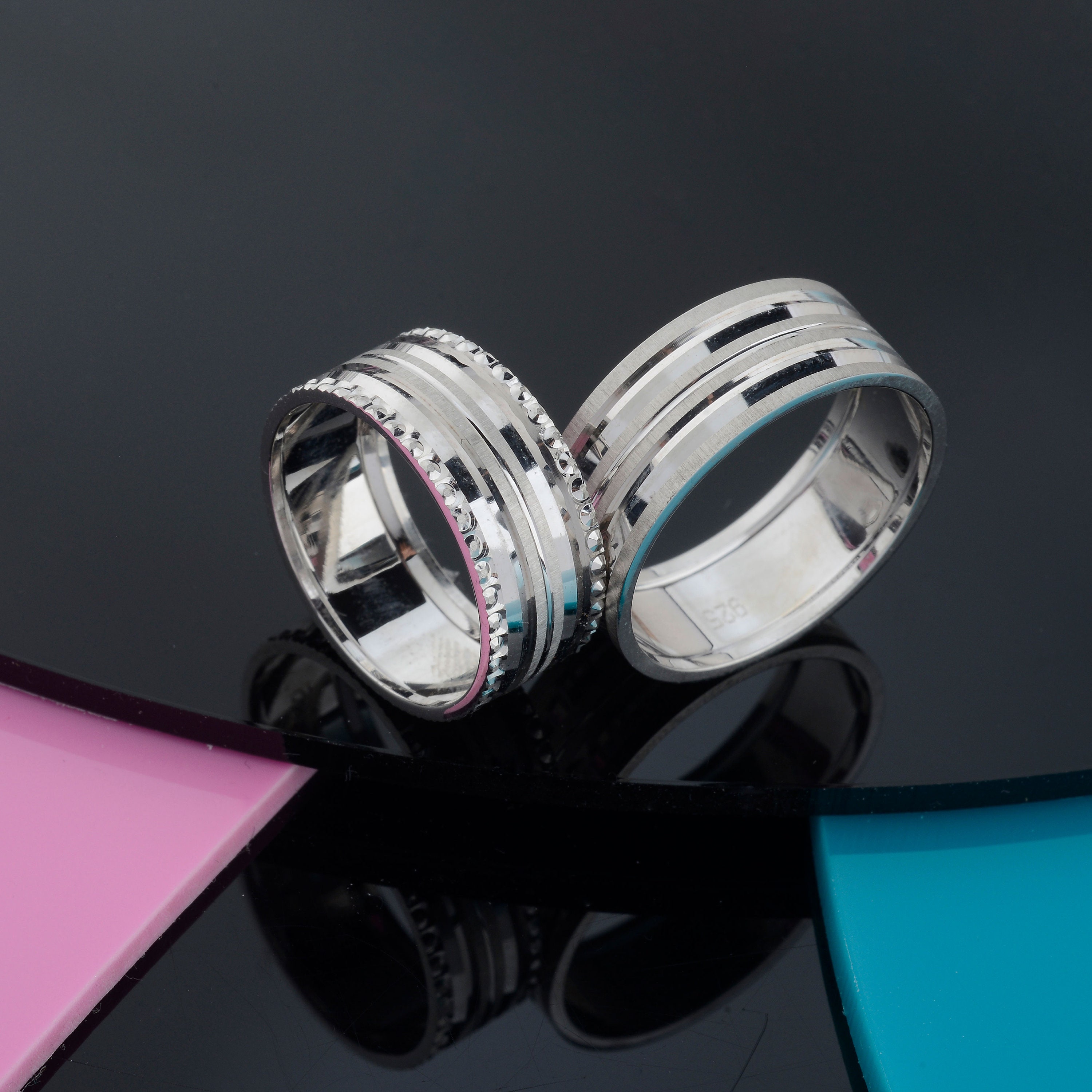 Silver Wedding Band Set Silver Wedding Bands Couple Rings Rings