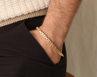 Mens Gold Bracelet, Gold Plated Bracelet Byzantine Chain Bracelets, Handmade King Chain Bracelet ,Boyfriend Bracelet Gift,Best Gifts for Him
