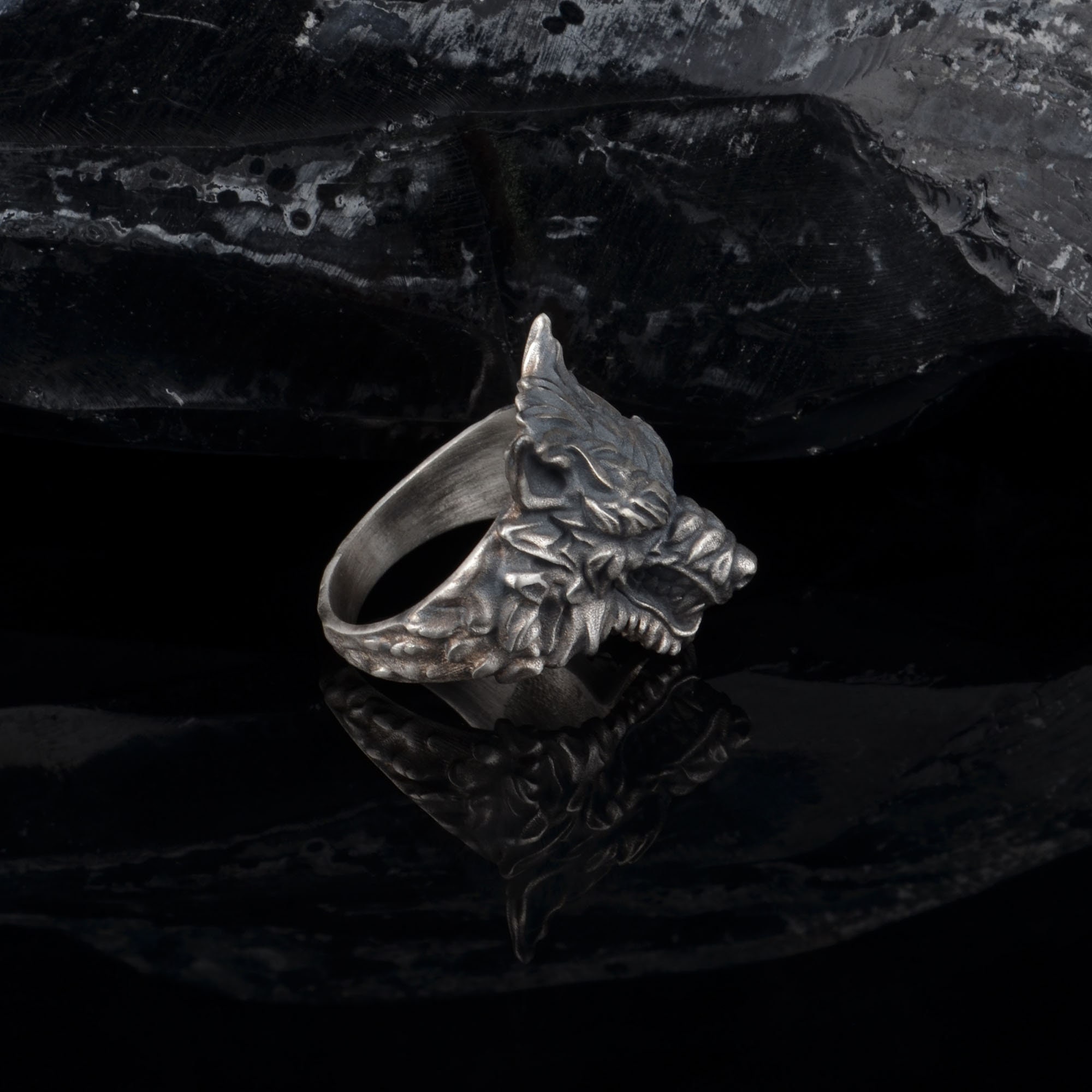 Silver Wolf Ring, Silver, Angry Wolf Ring, Wolf Signet Ring,biker
