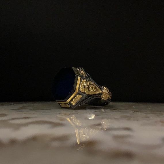 Mens Sterling Silver Ring, Black Onyx Ring , Antique Gemstone Ring, Handmade Ring For Man , Gift For Him