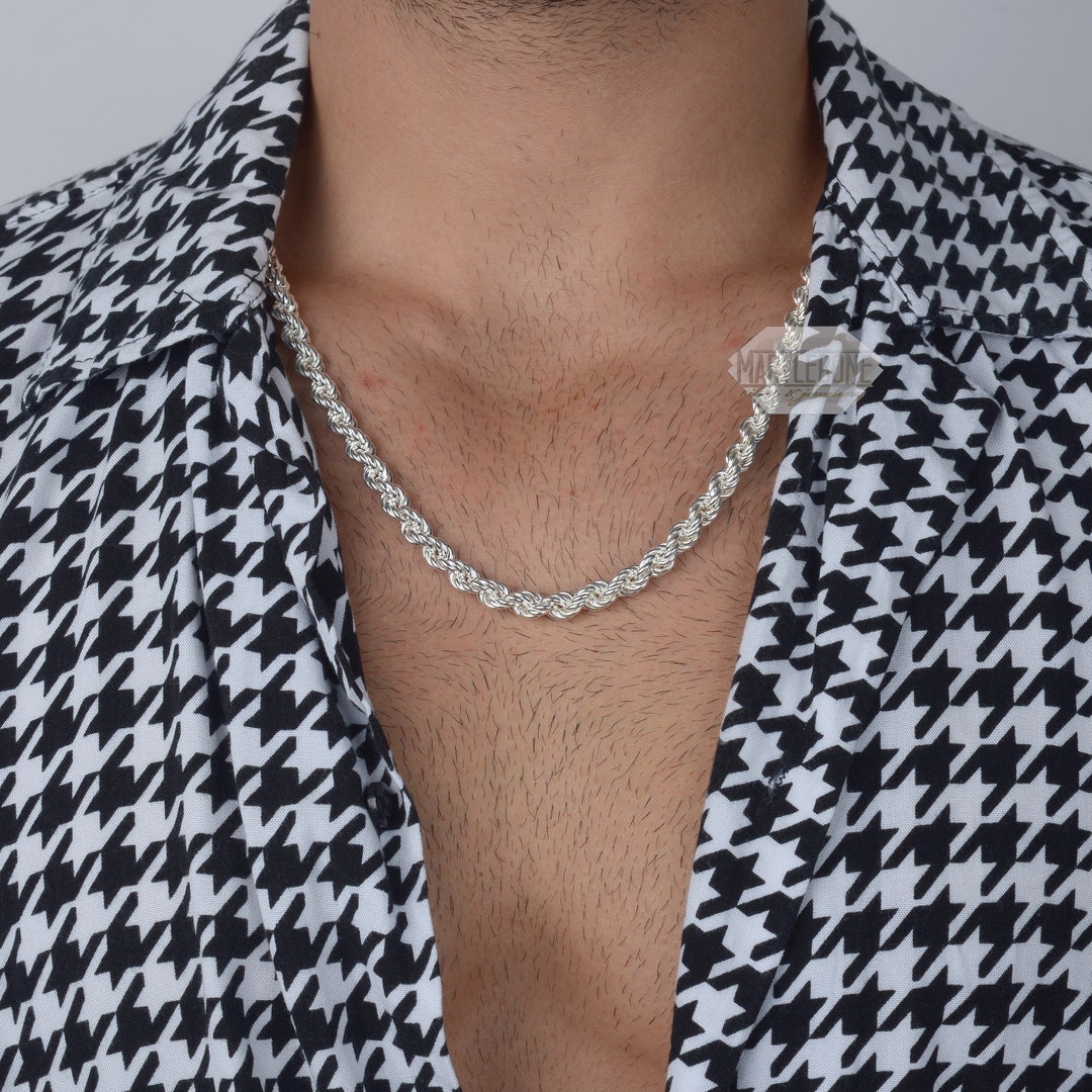 Sterling Silver Rope Chain Necklace,silver Rope Chain Mens Chain, Rope ...