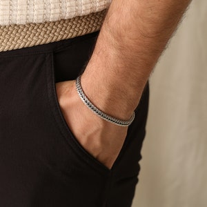 Zilveren herenarmband, sterlingzilveren Viking-kettingarmband, kettingarmband voor heren, zilveren herensieraden, Viking-ketting