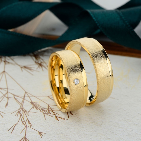 Brushed Wave Ring Set of Two in Gold and Sterling Silver Brushed Wave Ring Set of Two in Gold and Sterling Silver
