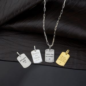 Collar personalizado de regalo, colgante de barra grabada en plata de ley 925k para hombre, collar con inicial oxidada, collar personalizado de regalo.