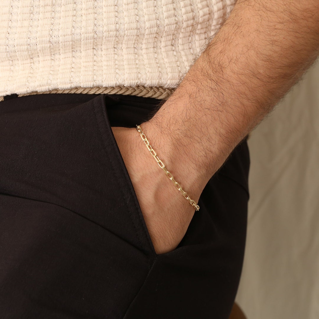 Mens Gold Chain Bracelet, Gold Plated Bracelet, Minimalist Bracelet for — free download