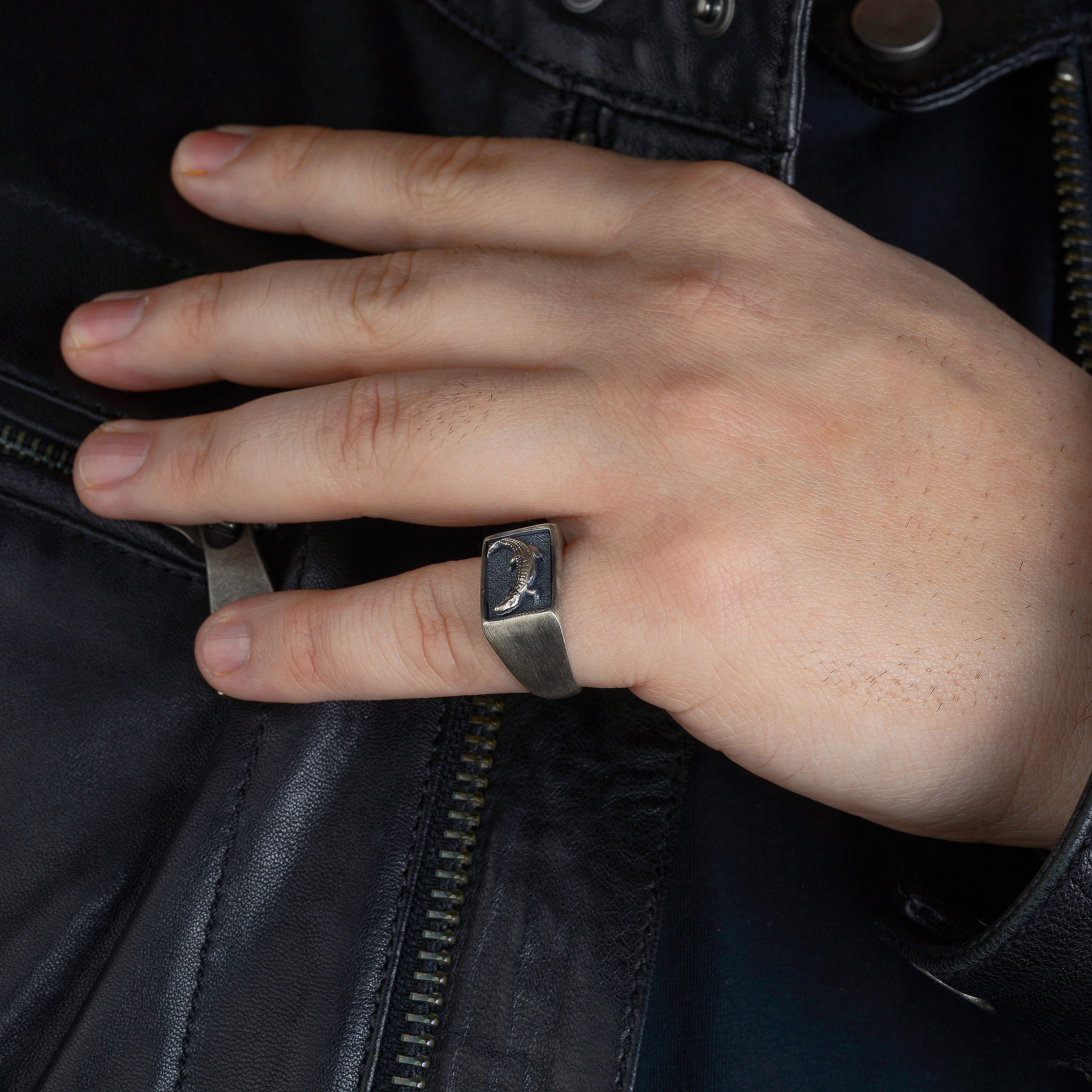 Silver Crocodile Ring, Mens Reptle Ring, Pinky Men's Ring, Handmade ...