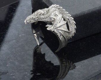 Drakenring, gouden drakenring mannen, gotische draakring, draak