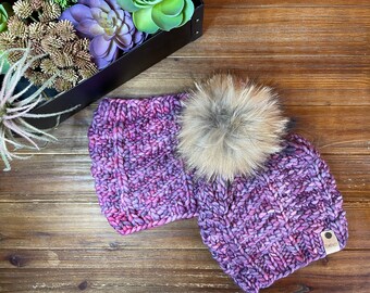 Malabrigo Merino Wool Knit Women's Beanie and Cowl Set