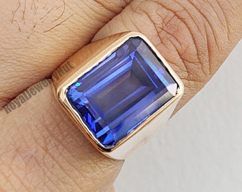 Tanzanite Quartz Sterling Silver Ring, Special Occasion Jewelry, Mens Signet Ring, 22k Gold fill, Handmade Ring, Beautiful Gift Ring