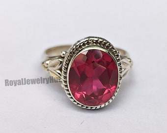 Red Ruby Ring, 925 Sterling Silver Ring, Ruby Quartz Ring, Statement Ring, Handmade Boho Ring, Gemstone Ring, Birthstone Ring, Gift For Her