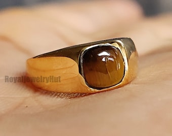 Anillo hecho a mano / Anillo para hombre / Anillo de ojo de tigre / Regalo para él / Regalo de Navidad / Anillo de piedras preciosas / Anillo de ojo de tigre genuino / Regalo para el día del padre