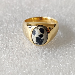Doll Mansion Ring, Signet Gemstone Ring, 925 Solid Sterling Silver, Handmade Jewelry, Bohemian Ring, Dalmatian Stone Ring
