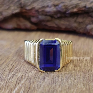 Blue Tanzanite Ring, Designer Signet Ring, 925 Solid Sterling Silver Ring, Tanzanite Gemstone Ring, Statement Ring, Brass Ring, Gift Ring