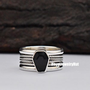 Black Coffin Spinner Ring, Handmade Spinner Ring, Sliver Spinner, Silver Anxiety Ring ,Meditation Spinner Ring, Statement Ring for Men