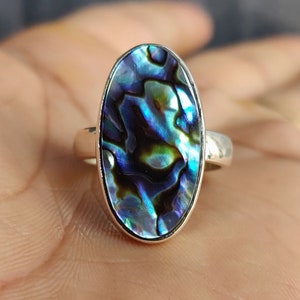 Abalone Shell Ring - 925 Sterling Silver Gemstone Elegant Shell Jewelry Ring ~ Handmade Jewelry ~ Oval Shape Ring ~ Gift For Anniversary