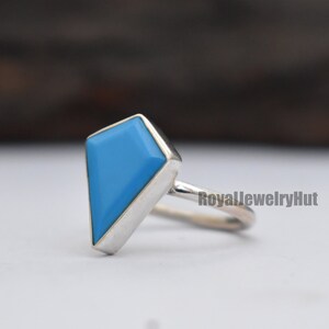 Kite Shape Turquoise Ring for Womens - Gemstone Ring - 925 Solid Sterling Silver Ring - Blue Turquoise Stone Ring - Graduation Gift