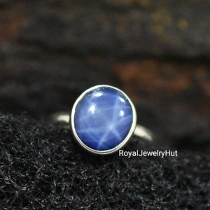 Blue Sapphire Star Ring, 925 Solid Sterling Silver Ring, Gemstone Ring, Handmade Ring, 22k Gold fill Ring, Sapphire Ring, Gift Ring