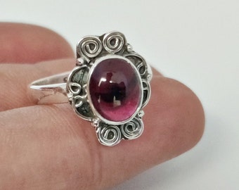 Granat Markasit Ring, 925 Sterling Silber, Vintage Marquise Ring, Natürlicher Granat Simulant, Retro Roter Stein Ringe, Valentinstag Geschenke für Frauen