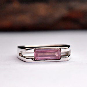 Anillo de kunzita, anillo de sello, anillo para hombre, anillo para mujer, anillo de plata de ley 925, relleno de oro de 22 k, anillo hecho a mano, anillo de regalo