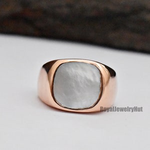 Mother of Pearl Ring, Signet Ring, Women Ring, Mens Ring, 925 Solid Sterling Silver Ring, 22k Gold Fill, Statement Ring, Partner Ring