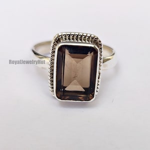 Smoky Quartz Ring, Women Ring, 925 Solid Sterling Silver Ring, 22k Gold Fill, Statement Ring, Gemstone Ring, Handmade Ring, Gift Ring