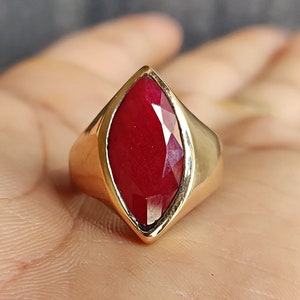 Marquise Shape Ruby Stone Ring, 925 Solid Sterling Silver, Handmade Jewelry, Ruby Ring for Men Women, Free Shipping, Size US 2 To 16