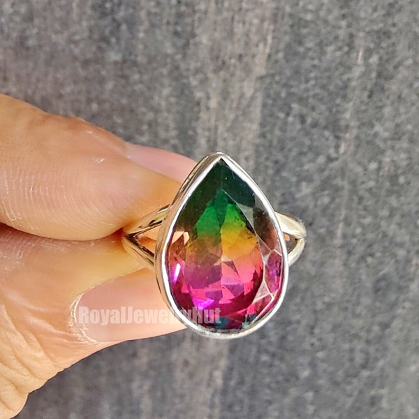 Watermelon Tourmaline Ring, Women Ring, 925 Sterling Silver Ring, Tourmaline Quartz Ring, Handmade Ring, Gemstone Ring, Statement Ring