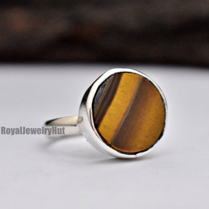 Tiger Eye Ring, Women Ring, Mens Ring, 925 Solid Sterling Silver Ring, Round Shape Gemstone Ring, Handmade Ring, Gift Ring