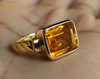 Yellow Citrine Ring, Silver Ring 925, Handmade Jewelry, Ring with Citrine Stone, Statement Ring, Boho Ring, Gift Ring