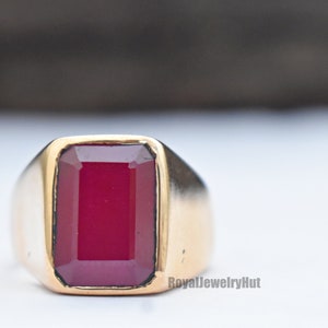 Ruby Ring, Mens Ring, Women Ring, 925 Solid Sterling Silver Ring, Red Ruby Ring, 22k Gold Fill, Signet Ring, Gemstone Ring, Gift Ring