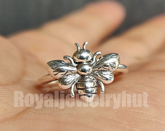Sterling Silver Honey Bee Ring: Handmade Anxiety Jewelry