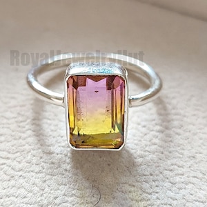 Ametrine 925 Solid Sterling Silver Ring, Boho Ring, Handmade Jewelry, multi Color Gemstone, Ametrine Engagement Ring, Gift for Her