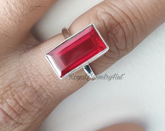 Ruby Silver Ring, Handmade Jewelry, 925 Silver Ring, Boho Ring, Gemstone Statement Ring, Birthstone Ring, Promise Ring, Women Designer Ring