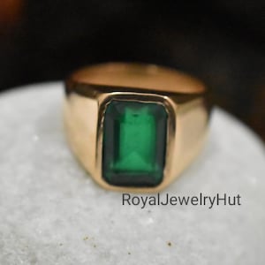 Natural Emerald Quartz Ring, Solid Copper Ring, 925 Sterling Silver Emerald Ring, 22k Gold fill Ring, Mens Ring, Gemstone Ring, Gift Ring