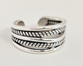 Silver Chunky Boho Weaved Adjustable Stacking Statement Thumb Ring-Gift For Her/Mom-Open Rings for Women-Moms Ring-First Mothers Day Present