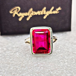 Pink Tourmaline Ring, 925 Solid Sterling Silver, Handmade Jewelry, Boho Ring, Emerald Cut Shape, Women Ring, Engagement Ring, Gift for Her