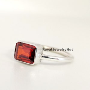 Minimalist Red Garnet Ring, 925 Solid Sterling Silver Ring, Women Ring, Gemstone Ring, Boho Ring, Handmade Jewelry, Gift for Her