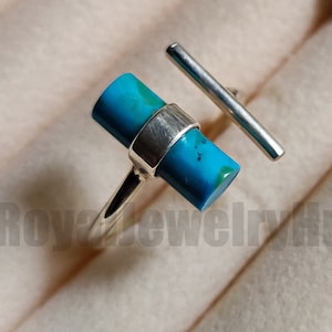 Turquoise Ring, Handmade Jewelry, 925 Solid Sterling Silver, Stick Turquoise Gemstone, Adjustable Ring, Womens Ring, Gift for Her