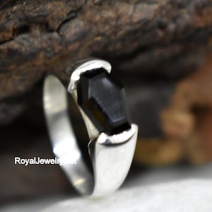 Black Onyx Ring, Coffin Ring, Mens Ring, 925 Solid Sterling Silver Ring, Onyx Coffin Ring, Gemstone Ring, Promise Ring, Gift For Partner