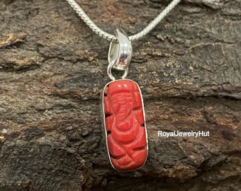 skyjewels 5.15 Cts Certified Coral Gemstone Pendant with Chain skyjewels 5.15 Cts Certified Coral Gemstone Pendant with Chain