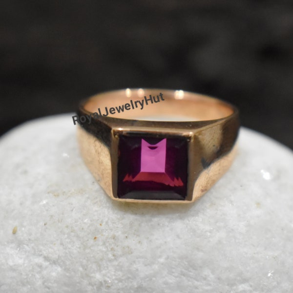 Pink Tourmaline Ring, Mens Ring, 925 Solid Sterling Silver Ring, Solid Copper, 22k Gold fill, Rose Gold, Tourmaline Gemstone Ring, Gift Ring