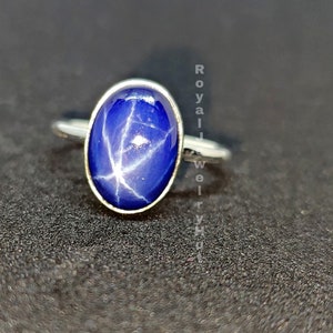 Star Sapphire Ring, Ring for Women, 925 Solid Sterling Silver Ring, Blue Sapphire Ring, Statement Ring, Gemstone Ring, Christmas Gift