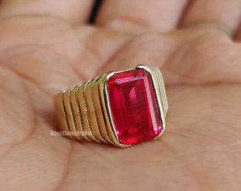 Bague rubis, chevalière, bague en argent sterling massif 925, bague rubis pour hommes femmes, bijoux rubis, bague en pierres précieuses, bague en laiton, bague cadeau