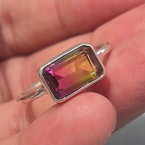 Sterling Silver Ametrine Statement Ring: 925 Boho Gemstone