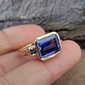 Tansanit Quadrat 12 x 10 mm Vintage Ring - Blauer Tansanit Siegelring - 925 Sterling Silber Quadrat Ring Geschenk für Frau - Handgemachtes Geschenk