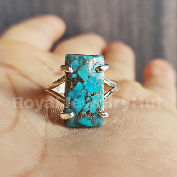 Handmade Natural Turquoise Ring, Boho Ring, 925 Silver Ring, Beautiful Turquoise Gemstone, Turquoise Jewelry, Silver Rings for Women